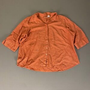 Fashion Bug Top Women's Plus Size 22/24 Orange Plaid Button Down‎ 3/4 Sleeve